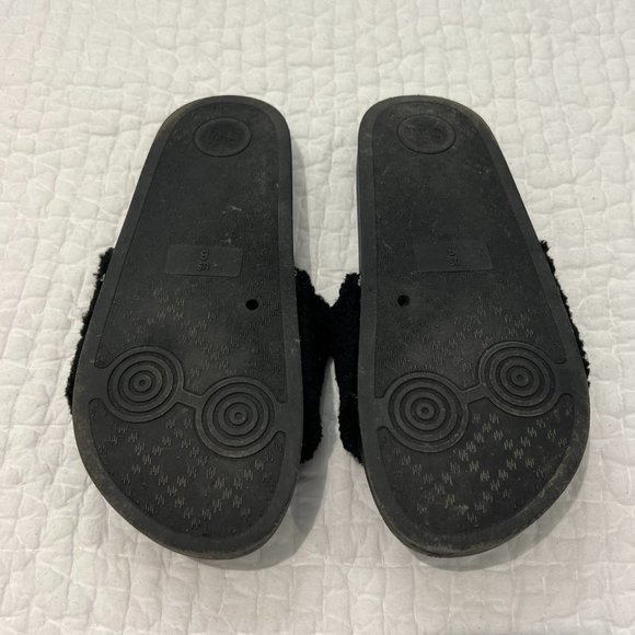 STEVE MADDEN Faux Shearling Black Slides - Size 8 - Picture 4 of 5
